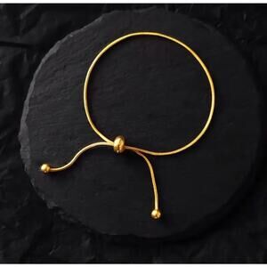 Elegant Vintage-Inspired Adjustable Golden Snake Chain Bracelet with Bead Detail